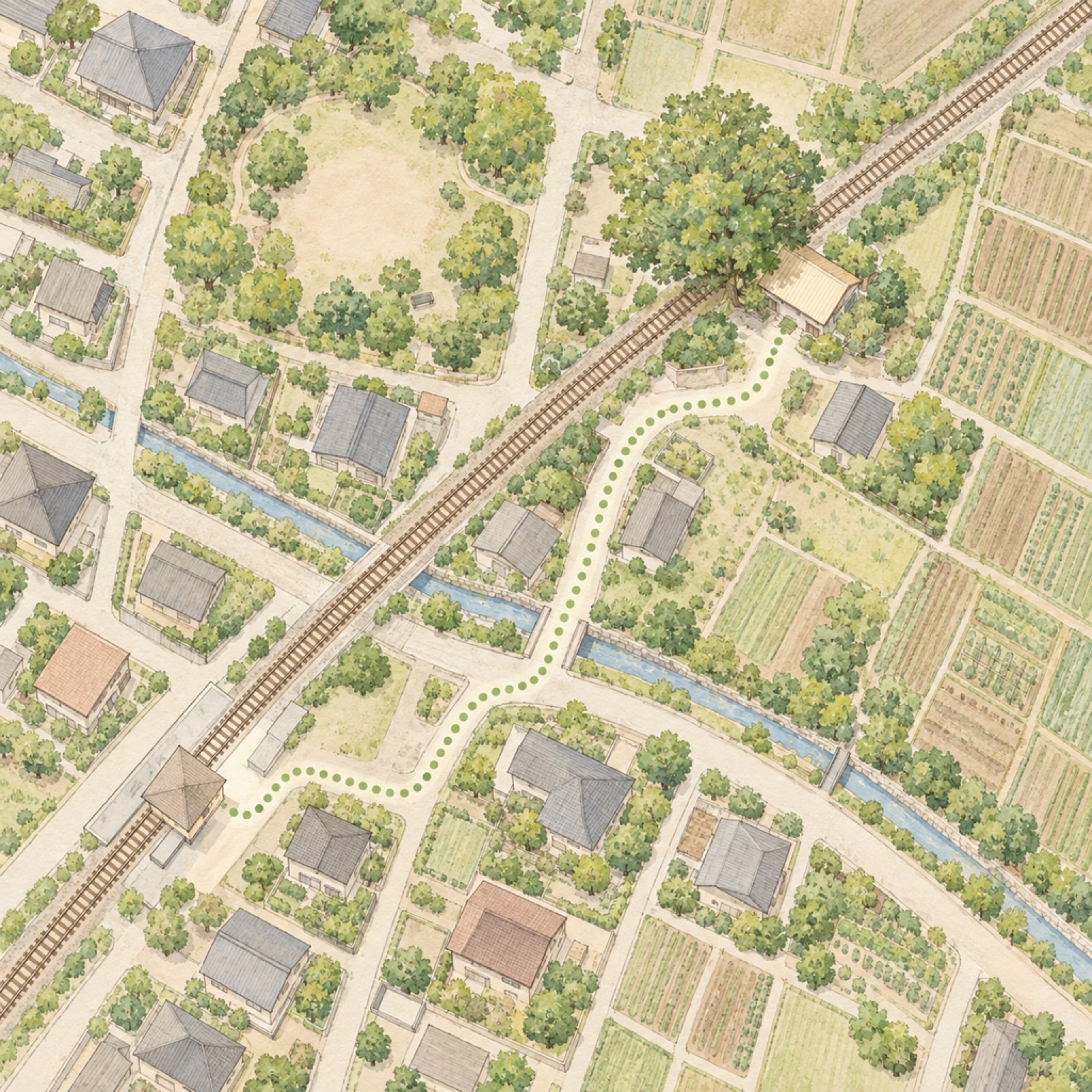 駅から店までの道をえがいたイラストの地図
