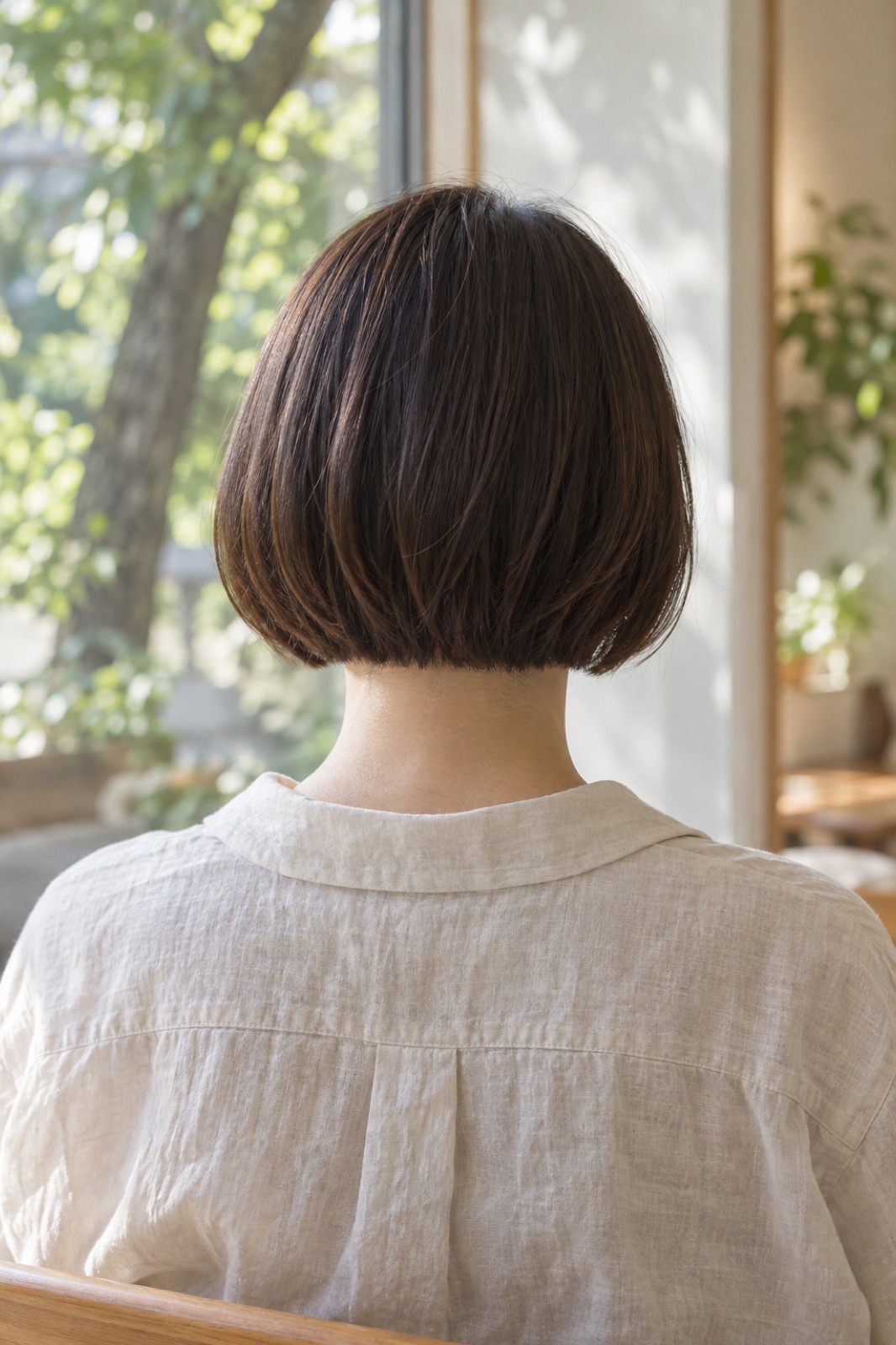 あご下のミニボブの後ろ姿